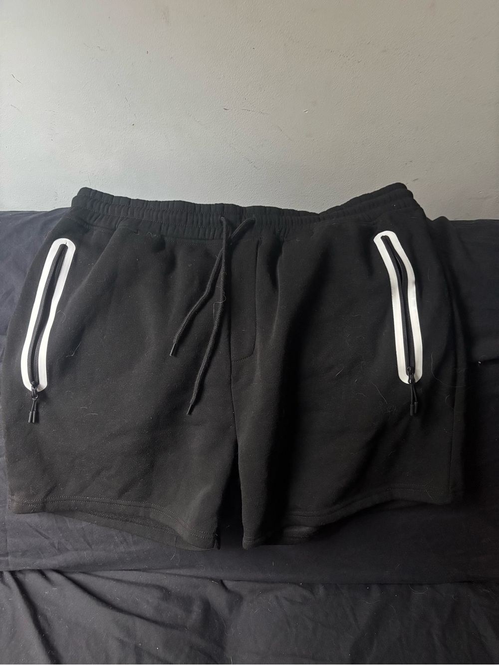 Bronx Black Athletic Shorts with White-Trim Zip Pockets